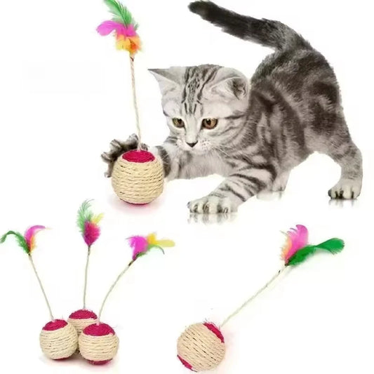 elota de Sisal con Plumas para Gatos